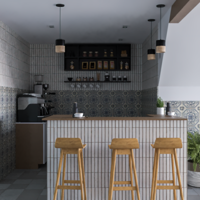 3D e Design Projeto Comercial Café Alfama