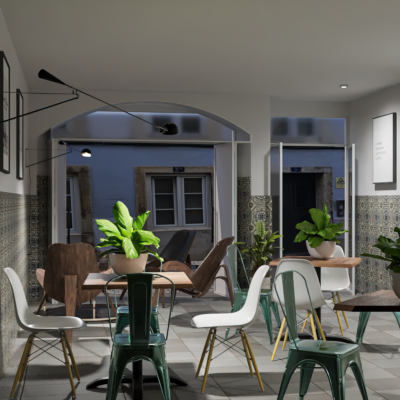 3D e Design Projeto Comercial Café Alfama