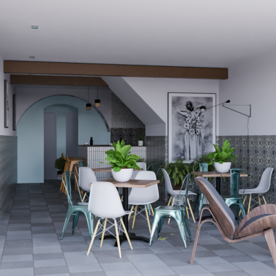 3D e Design Projeto Comercial Café Alfama