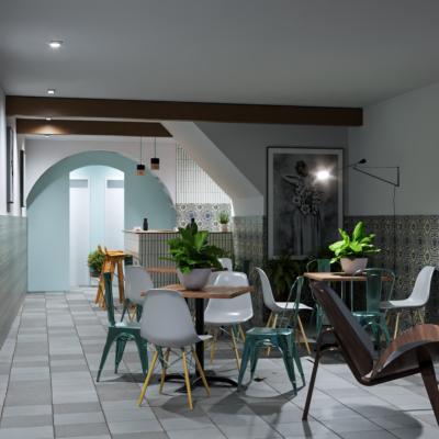 3D e Design Projeto Comercial Café Alfama